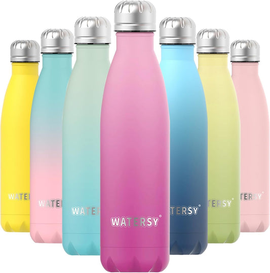 Stainless Steel Water Bottles,17Oz/500Ml Insulated Water Bottles,Dream Pink Metal Water Bottle Keeps Drink Cold and Hot,Bpa Free Kids Water Bottles for School,Gym,Travel,Sports