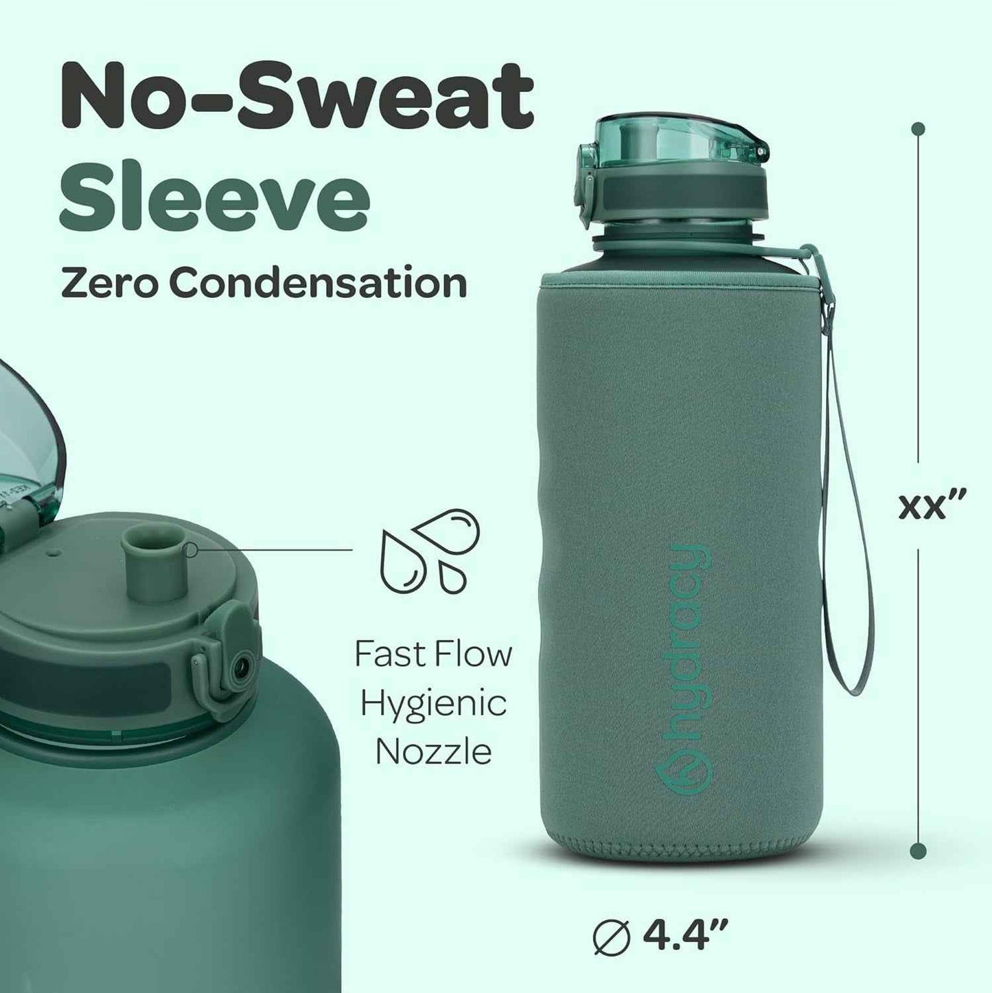 Water Bottle with Time Marker -Large BPA Free Water Bottle & No Sweat Sleeve -Leak Proof Gym Bottle with Fruit Infuser Strainer & Times to Drink -Ideal for Fitness Sports & Outdoors