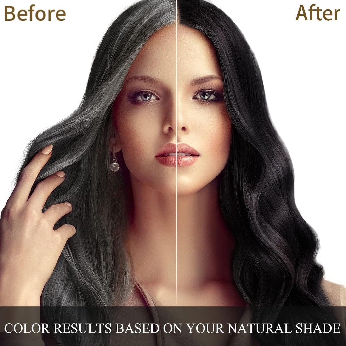 Black Hair Dye Shampoo 3 in 1 for Women/Men for Gray Coverage Instant Hair Color Shampoo Natural Herbal Semi Permanent Champu Para Cana
