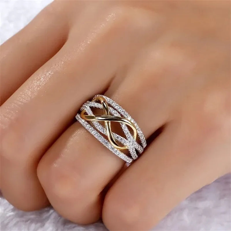 Wedding Engagement Ring Love Diamond Infinity Bowknot Rings for Women Rhinestone Jewelry