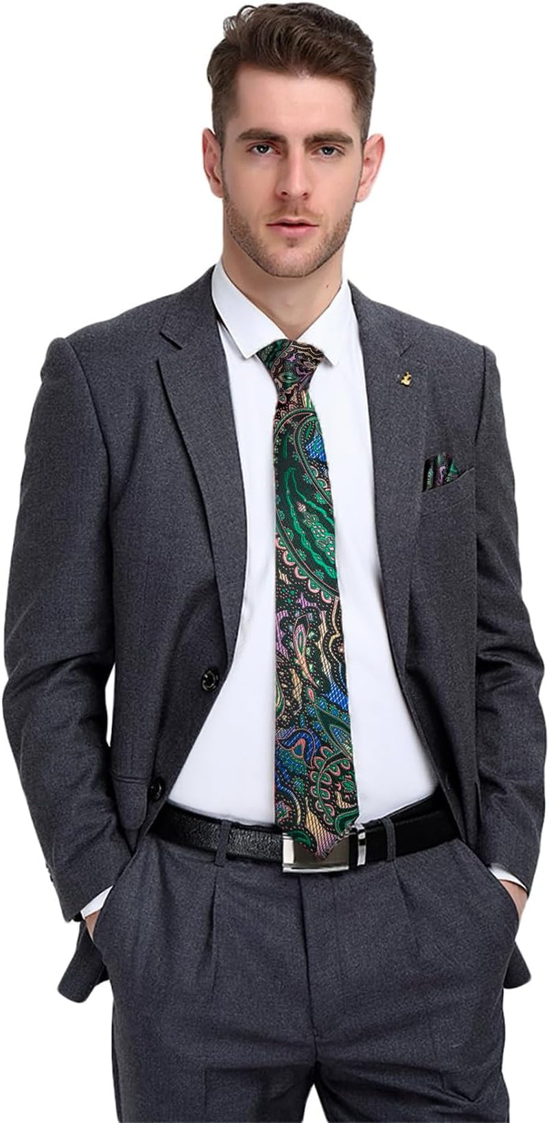 Silk Paisley Ties for Men Necktie Pocket Square Cufflinks Set Foral Tie Sets Formal Business