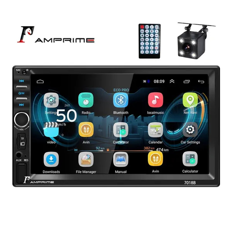 Amprime 2 Din Car Radio 7" LCD Touch Screen Autoradio 7018B Multimedia Player Bluetooth Car Stereo Radio Support Mirror-Link Rear View Camera
