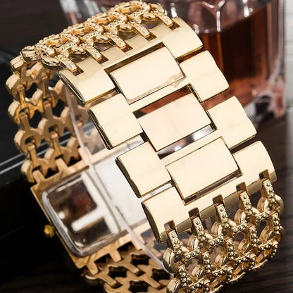 2016 Brand New Stainless Steel Chain Fashion Gold Watch Women Wristwatch Alloy Square Watch Student Bracelet Relogios Feminino