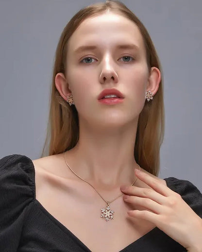 3 Pcs/set Snowflake Necklace Earrings Christmas Luxury Jewelry Set Accessories Christmas Valentine's Party Gifts 2021 New