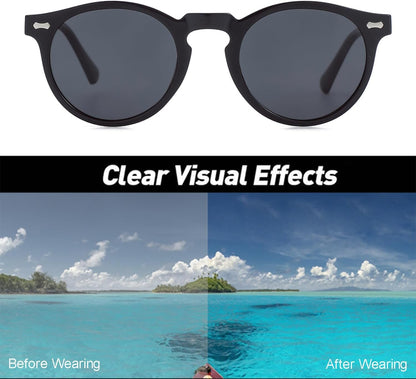 Vintage Polarized Sunglasses for Men round Sunglasses UV400 Protection Retro Hand-Crafted Acetate Frame