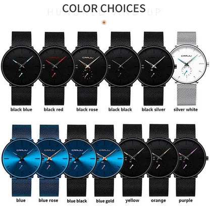 Fashion Mens Watches Top Brand Luxury Quartz Watch Men Casual Slim Mesh Steel Waterproof Sport Watch Relogio Masculino