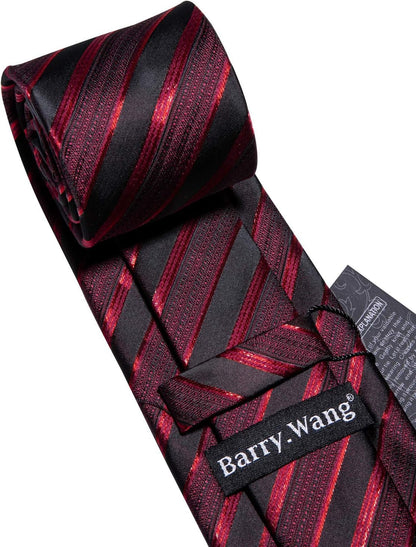 Stripe Men Ties Set Classic WOVEN Necktie with Handkerchief Cufflinks Formal