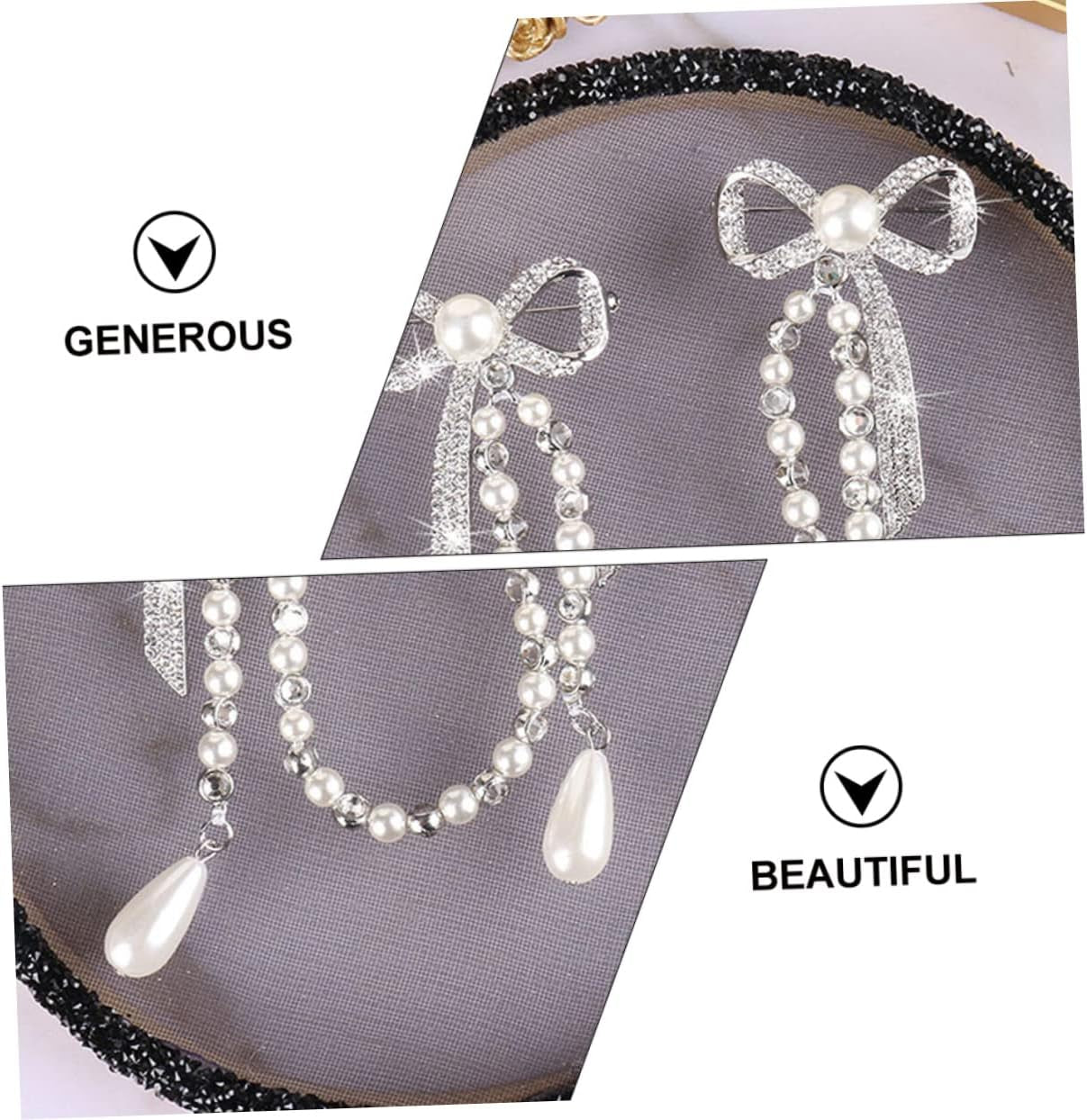 Unique Brooches for Women Pearl Butterfly Corsage Tassel Brooch Elegant Diamond Breast Pin Chain for Women Lady Pin Brooch for Parties
