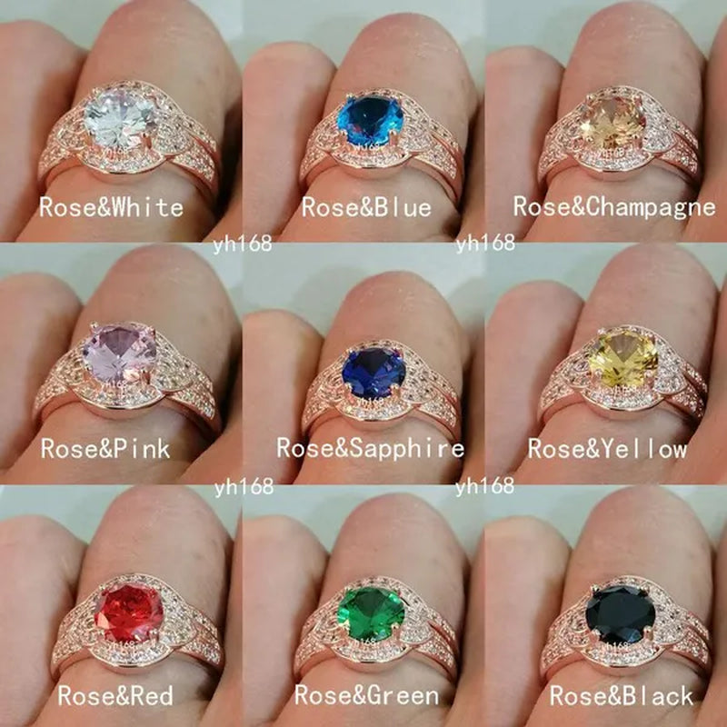 Women's Fashion  White Topaz Bridal Wedding Rings 18K Yellow Gold Filled&925 Silver Filled&14K Rose Gold Filled   Female Engagement Jewelry