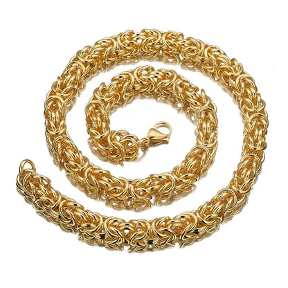 6/8/10mm Wide Fashion 316L Stainless Steel Silver/Gold Round Circle Byzantine Link Chain Men/Women Necklace 1PCS New