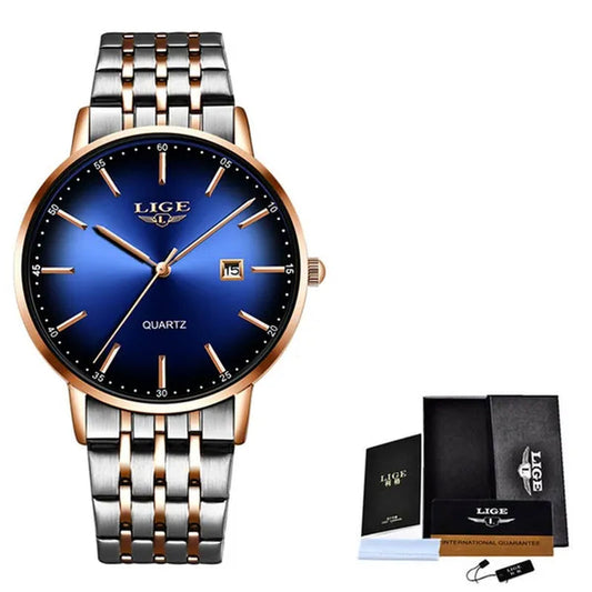 LIGE Luxury Ladies Watch Waterproof Rose Gold Steel Strap Women Wrist Watches Top Brand Bracelet Clocks Montre Femme