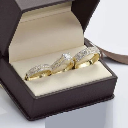 Exquisite fashion classic White Sapphire jewelry anniversary gift party jewelry bride engagement wedding high jewelry Ring Set size 5-11