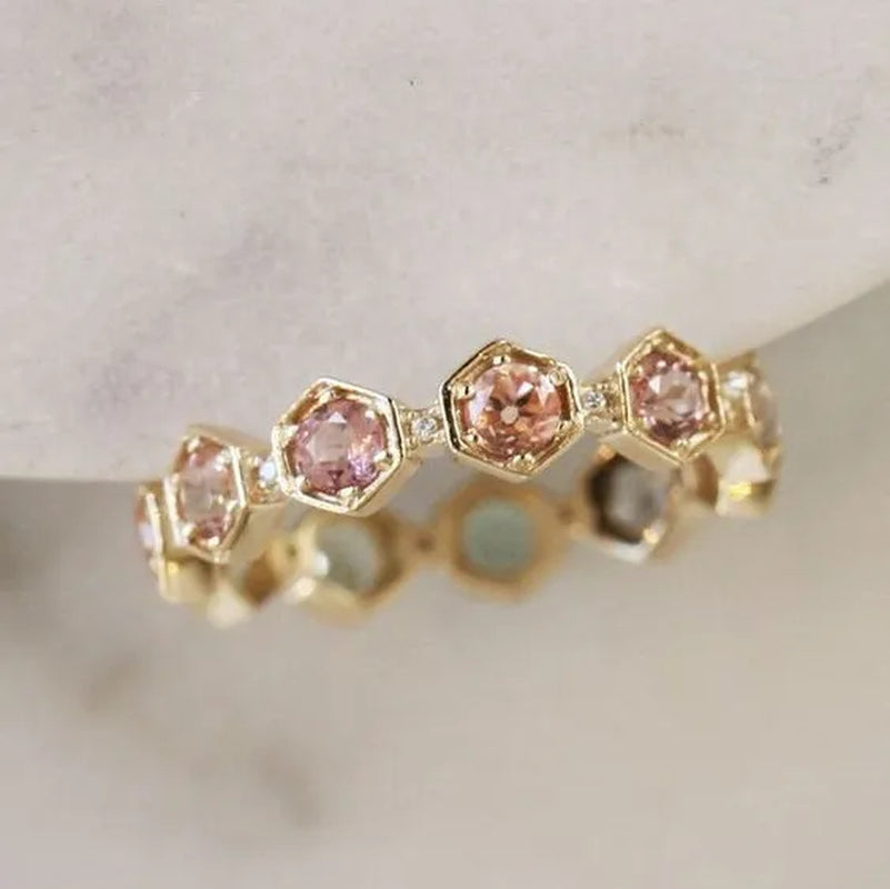 Womenring Pink Sapphire Jewelry Anniversary Proposal Promise Gift Bride Engagement Wedding