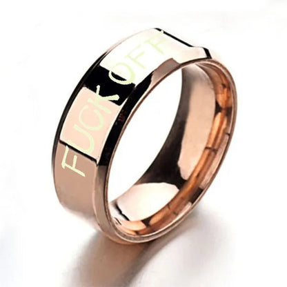 Fuck off Retro Steel Ring Black Silver Tone Male Simple Rings Jewelry Accessories Gifts