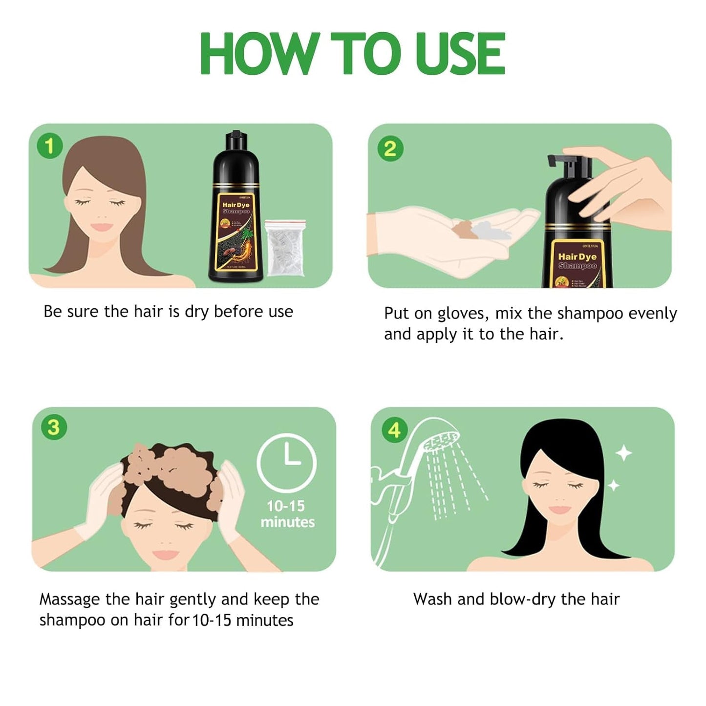 Hair Dye Shampoo 3 in 1, Dark Coffee Hair Dye 16.9 FL Oz, Dark Coffee Hair Shampoo, Semi-Permanent Hair Dye Shampoo, Lasts 30 Days Hair Color Shampoo (Dark Coffee)