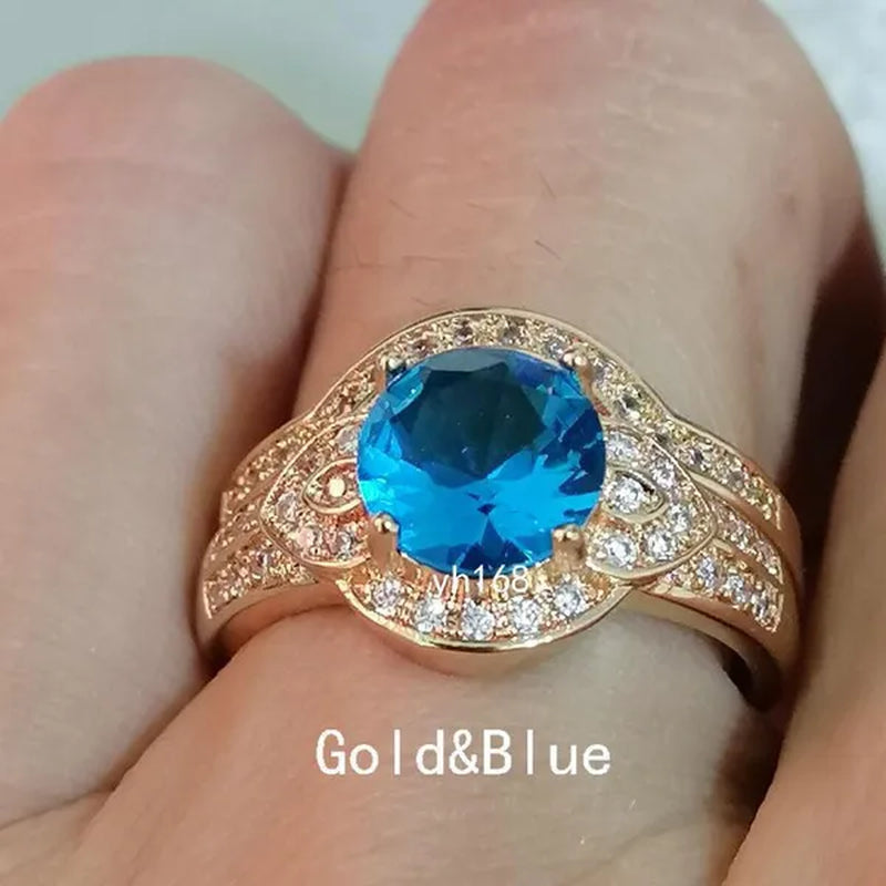 Women's Fashion  White Topaz Bridal Wedding Rings 18K Yellow Gold Filled&925 Silver Filled&14K Rose Gold Filled   Female Engagement Jewelry