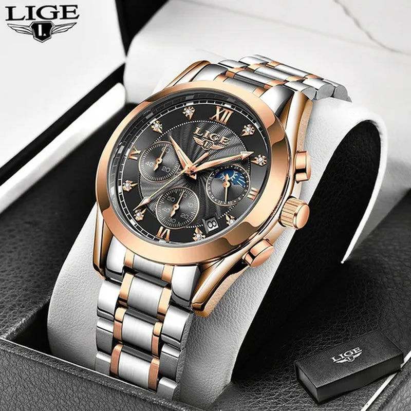 LIGE Luxury Ladies Watch Women Waterproof Rose Gold Steel Strap Women Wrist Watches Top Brand Bracelet Clocks Relogio Feminino