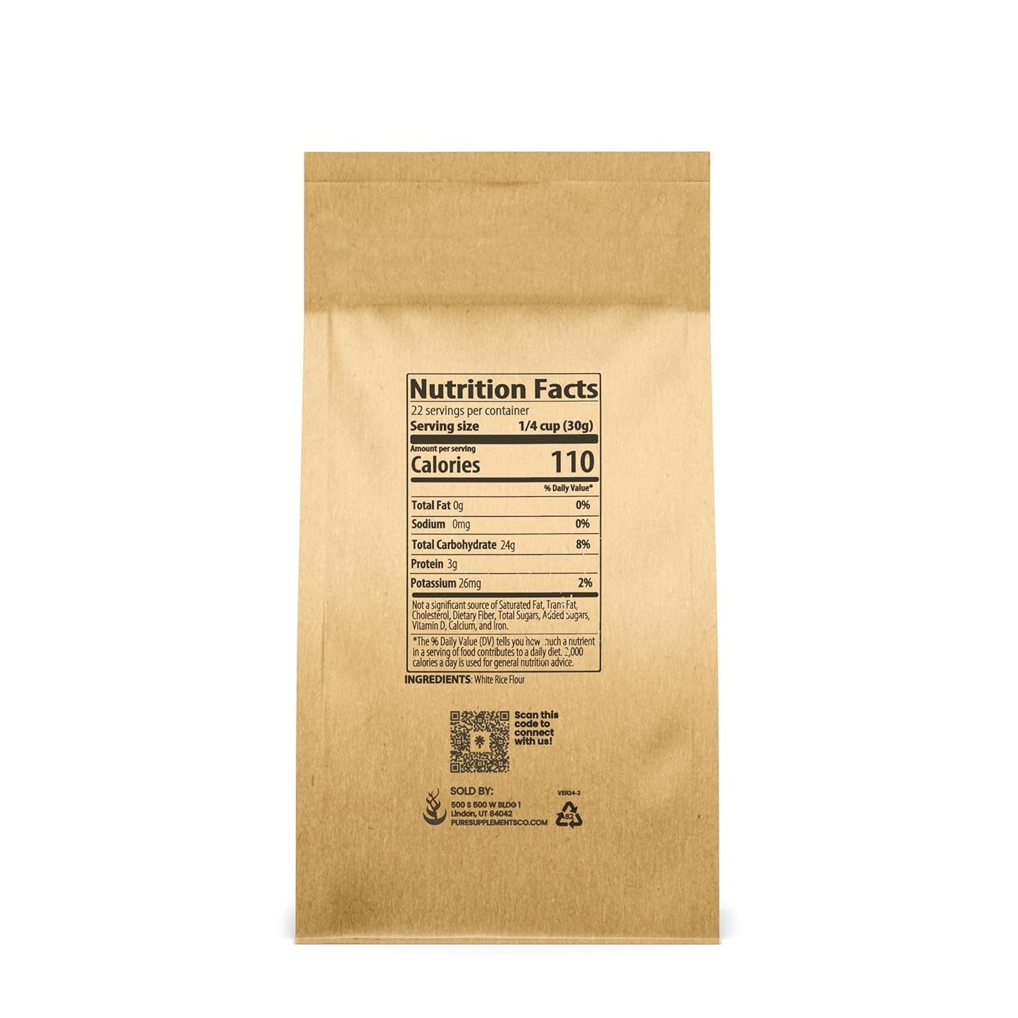 White Rice Flour (1.5 Lb) Unbleached & Untreated, Flour Alternative, Vegan.