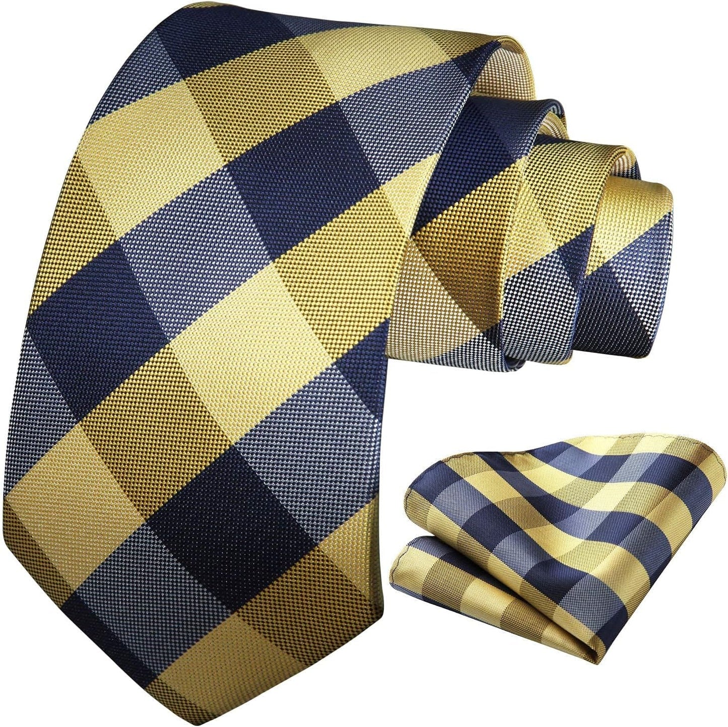 Ties for Men Formal Business Plaid Checked Mens Ties and Pocket Square Set Classic Wedding Necktie Handkerchief
