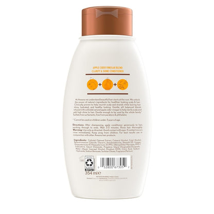Apple Cider Vinegar Sulfate-Free Conditioner for Balance & High Shine, Daily Moisturizing & Scalp Soothing Conditioner for Oily or Dull Hair, Paraben & Dye-Free, 12Oz