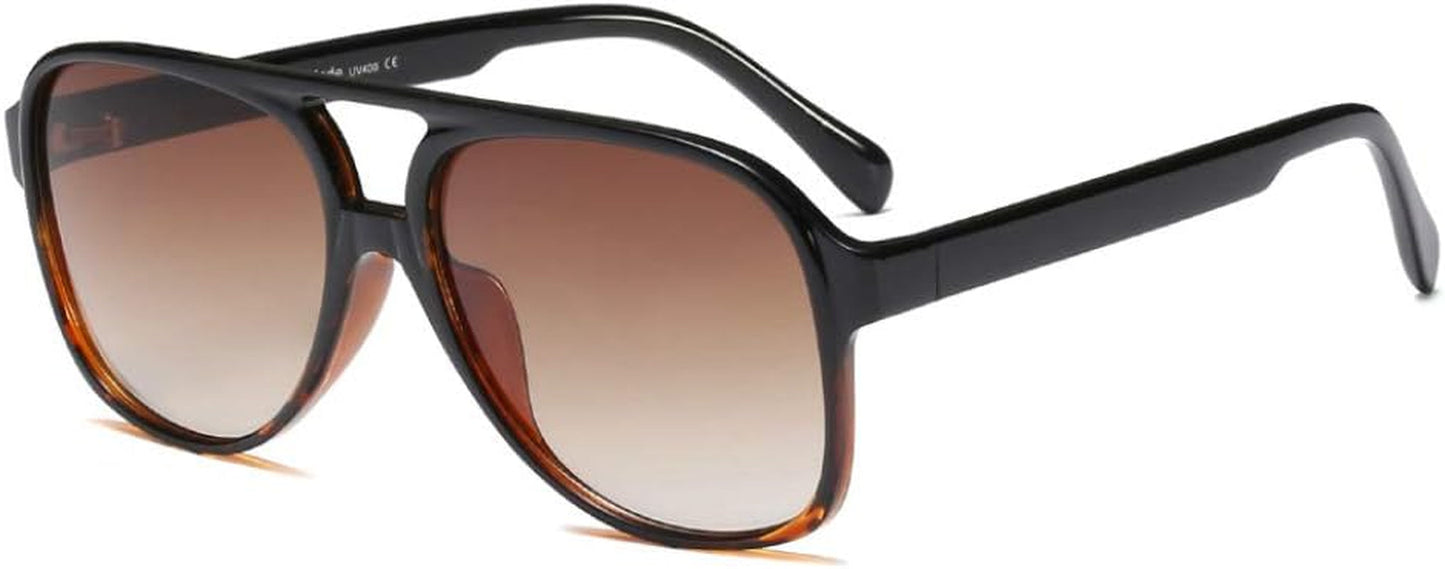 Vintage Retro 70S Sunglasses for Women Men Classic Large Square Aviator Trendy Glasses