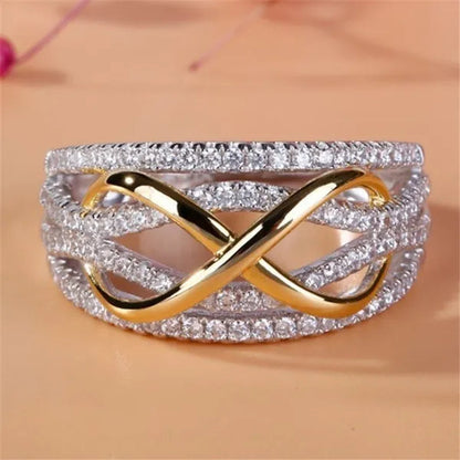 Wedding Engagement Ring Love Diamond Infinity Bowknot Rings for Women Rhinestone Jewelry