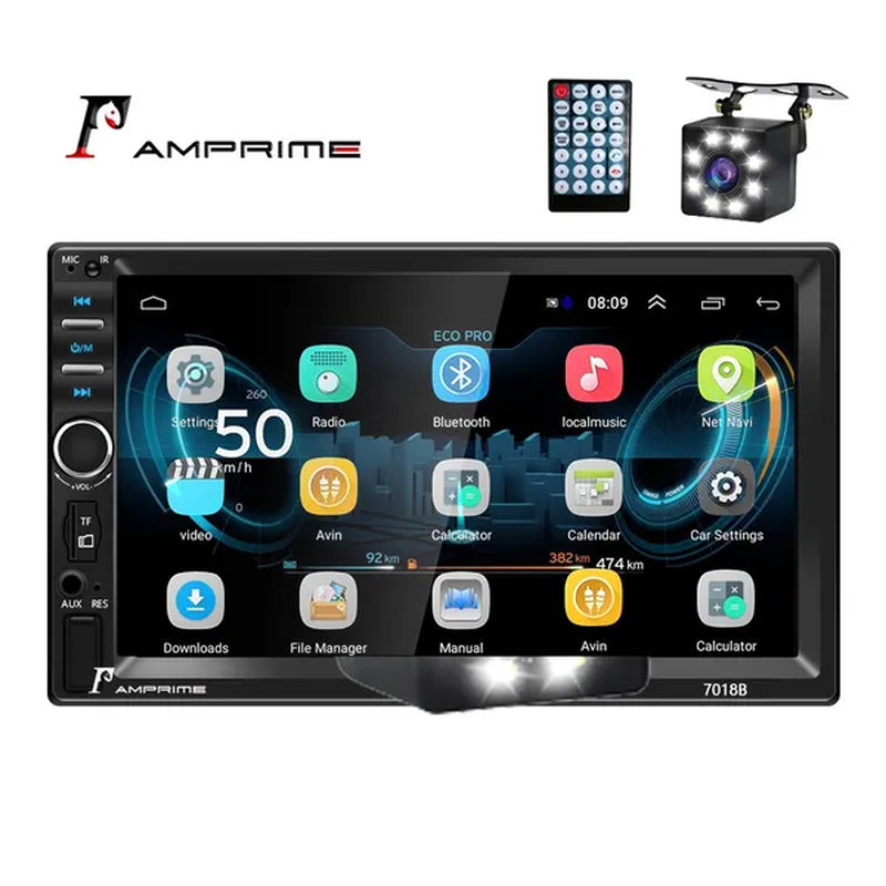 Amprime 2 Din Car Radio 7" LCD Touch Screen Autoradio 7018B Multimedia Player Bluetooth Car Stereo Radio Support Mirror-Link Rear View Camera