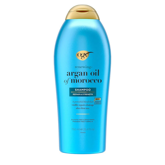 Renewing + Argan Oil of Morocco Shampoo, Damage Repair Shampoo & Argan Oil to Help Strengthen & Repair Dry, Damaged Hair, Paraben-Free, Sulfate-Free Surfactants, 25.4 Fl. Oz
