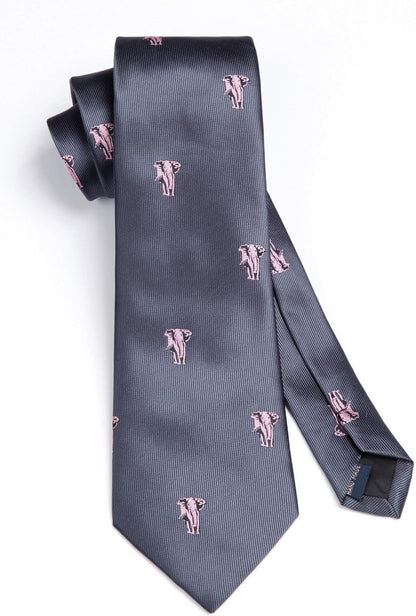 Ties for Men Classic Animal Tie and Pocket Square Set Jacquard Woven Silk Neckties Handkerchief Wedding Party