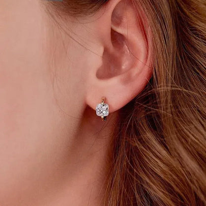 Exquisite Gold Plated Square Cubic Zirconia Earrings for Women Hoop Earrings Jewelry Bride Engagement Wedding Earrings Party Gifts Love for Her Fashion Accessories