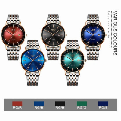 LIGE Luxury Ladies Watch Waterproof Rose Gold Steel Strap Women Wrist Watches Top Brand Bracelet Clocks Montre Femme