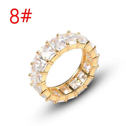 Silver Ring Colored Square Rainbow Ring Statement Crown Ring Natural Gemstones Ring Wedding Bride Engagement Band Charm Party Ring Jewelry