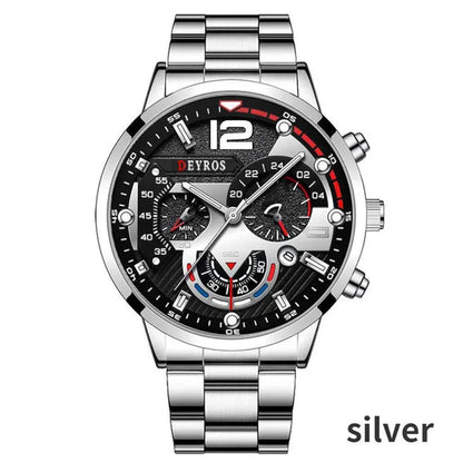 Fashion Men’s Stainless Steel Watches Luxury Quartz Wristwatch Calendar Luminous Clock Men Business Casual Watch