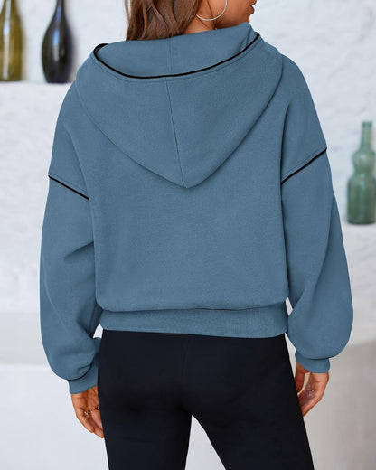 Women'S Casual Sweatshirt 2024 Fall Winter Clothes Long Sleeve Loose Fit Cropped Y2K Pullover Hoodies