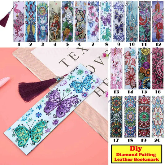 20 Types New Diy Leather Book Marks Special Shaped Diamond Painting Tassel Bookmarks Crafts 5D Exquisite Diamond Bookmark Learning Gifts