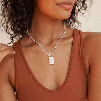 Cross Necklace for Women Trendy, Dainty 14K Gold Plated Paperclip Charm Necklace for Womens Chunky Cross Pendant Necklace Gold Jewelry Religious Christian Gifts for Christians