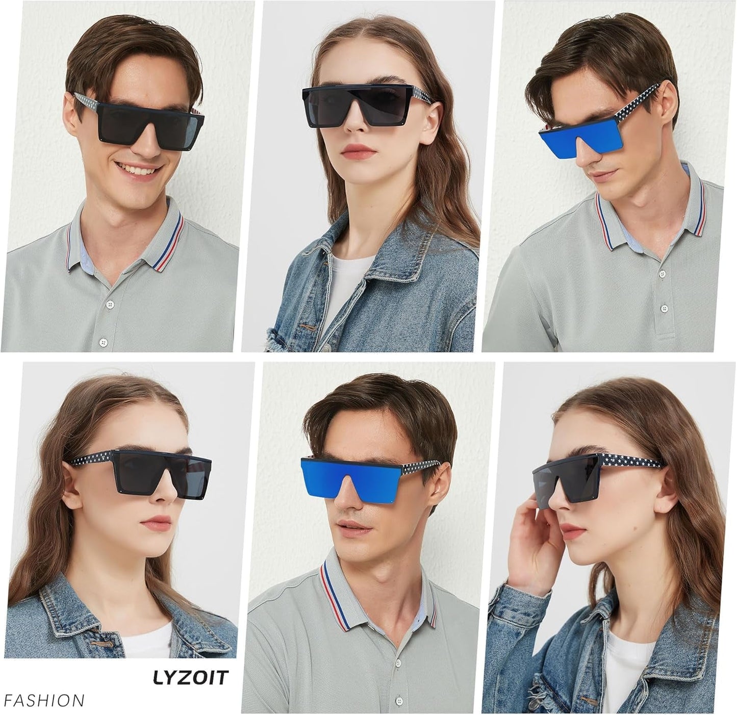 Square Oversized Sunglasses for Women Men Big Flat Top Fashion Shield Large UV Protection Rimless Shades