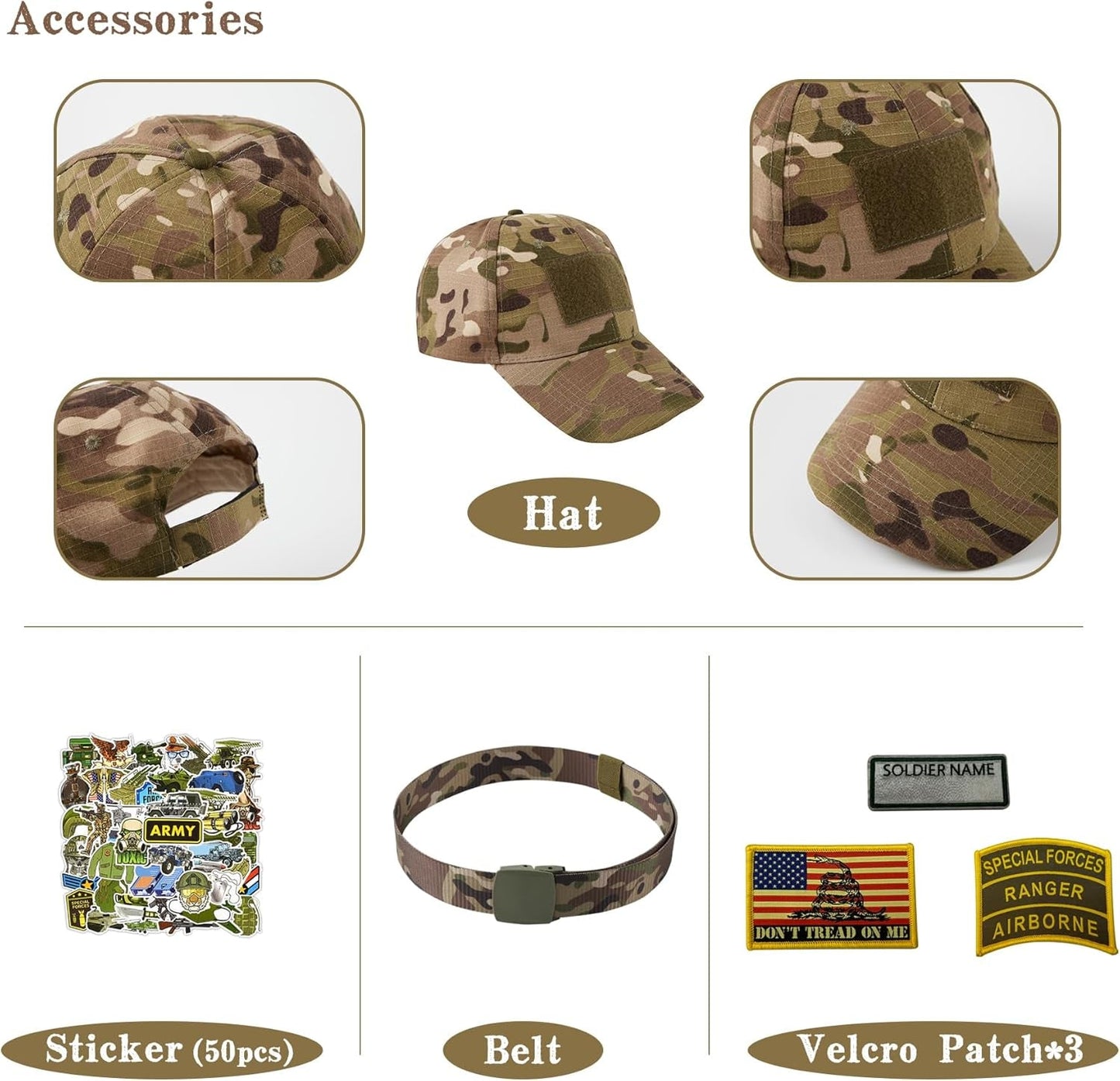 Kid Army Costume,Deluxe Soldier Costume Boy and Girl,Army Camouflage Uniform for Kid