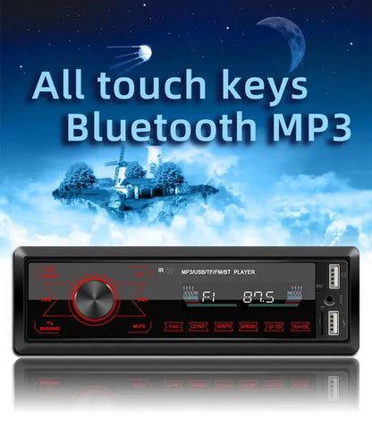 1DIN Touch Car Stereo 12V In-Dash Auto Radio Car MP3 Player Audio Music Stereo with Remote Control Fm/Bluetooth/Usb/Sd/Aux-In Colorful Lights +TF Card (Optional)