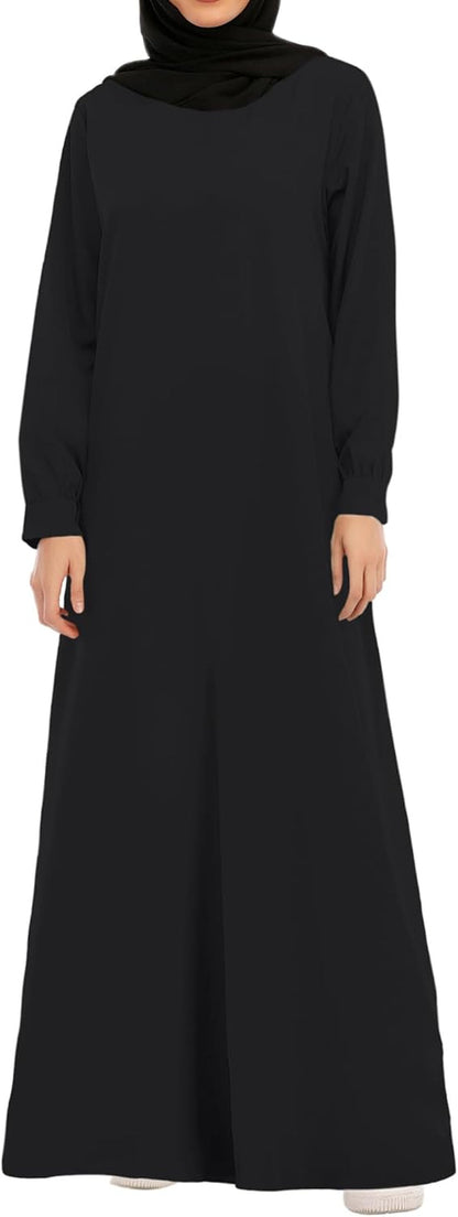 Womens Abaya Long Sleeve Muslim Dress Prayer Clothes Casual Islamic Kaftan with Pocket