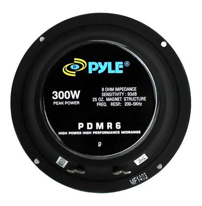 Pyle 6.5" 300W Car Mid Bass Midrange Woofer Audio Speaker 8 Ohm Black (Open Box)