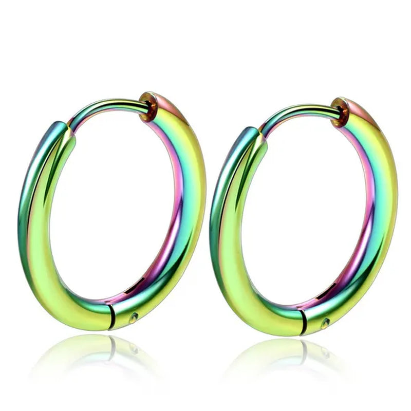 High Quality 1 Pair 8-20Mm Small Hoop Earrings Silver Color Circle Hoop Earring for Women Men Ear Rings Clip Huggie Earrings