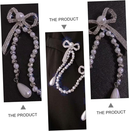 Unique Brooches for Women Pearl Butterfly Corsage Tassel Brooch Elegant Diamond Breast Pin Chain for Women Lady Pin Brooch for Parties