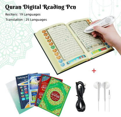 16G Quran Pen, Digital Pen Talking Reader Rechargeable Quran Book Reader with Multilingual 25 Reciters, Aluminium Box Packaging, Muslims Gift Ramadan Gift