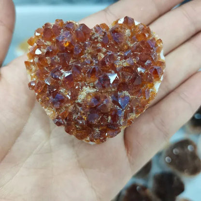 1pc 100% Natural Citrine Cluster Heart shape Mineral Specimen Quartz Stones and Crystals Healing Crystal