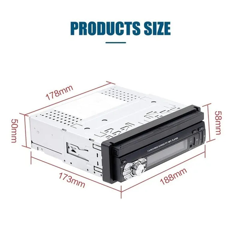 7Inch HD Retractable Touch Screen 1Din Car Stereo Audio Bluetooth Car Radio FM USB Support Mirror Link and Backup Camera(Optional)