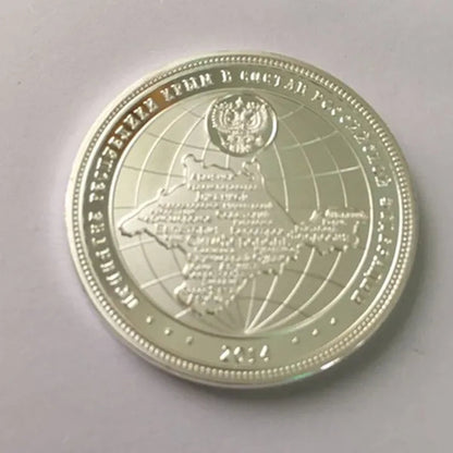 2 Pcs the Putin Coin President of Russia Badge 40 Mm Silver Plated Crimea Map Souvenir Coin