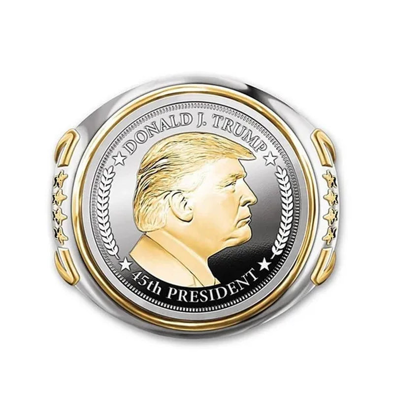 USA President Trump Statue Commemorative Coin Rings Trump Supporters Titanium Steel Jewelry Successfully Elected Souvenir Gift