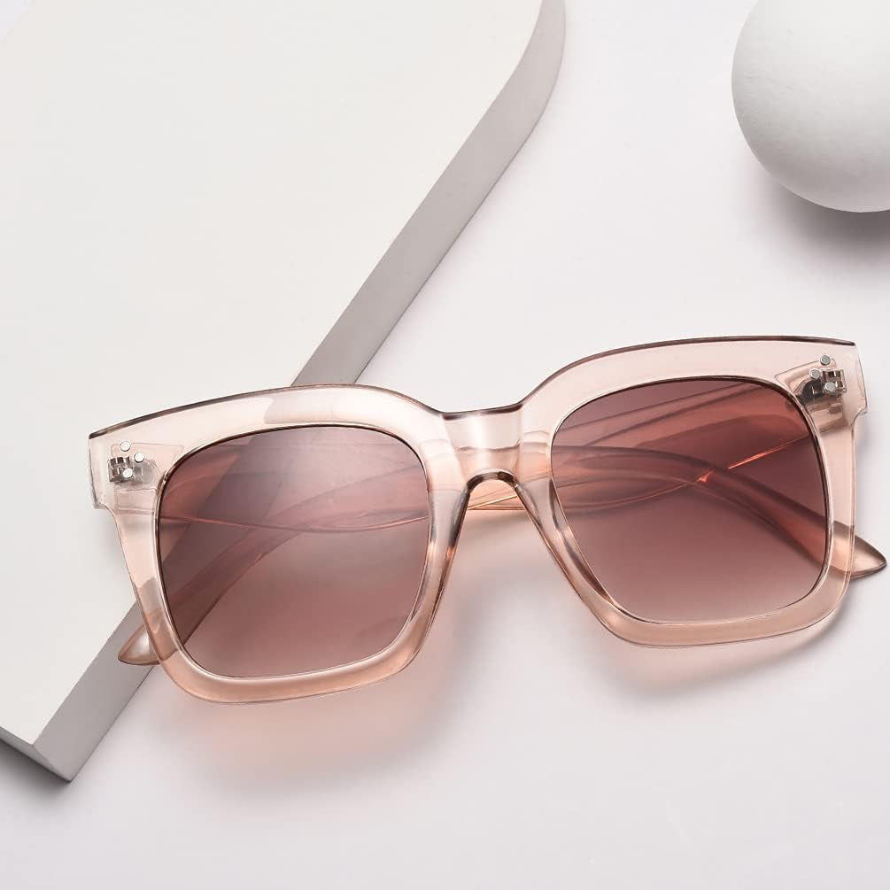 Vintage Women Oversized Sunglasses Designer Luxury Square Sun Glasses UV400 Protection Flat Lens