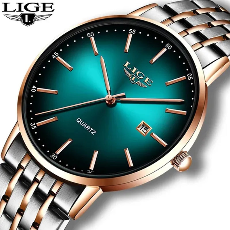 LIGE Luxury Ladies Watch Waterproof Rose Gold Steel Strap Women Wrist Watches Top Brand Bracelet Clocks Montre Femme